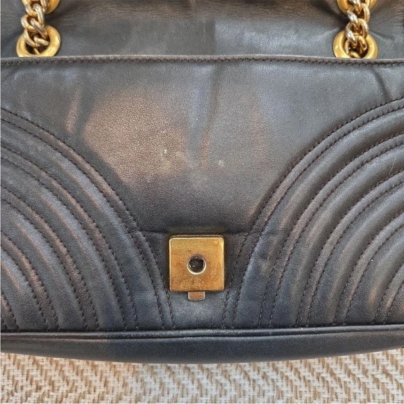 Gucci Black Quilted Shoulder Bag with Gold Accents - Picture 8 of 16